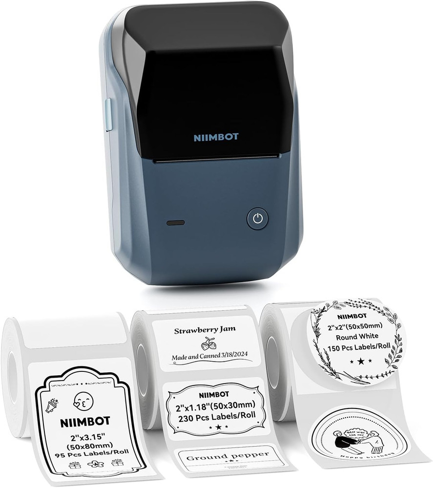 B1 Label Maker Machine with Tape, Label Printer with 3 Rolls Stickers,