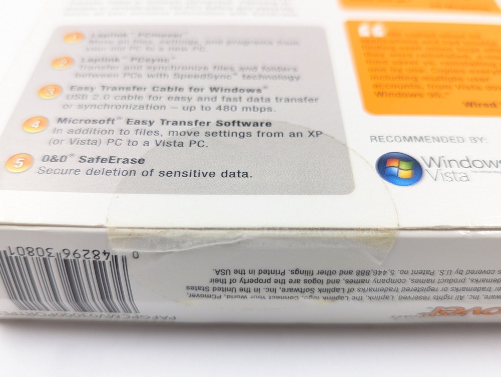 Laplink PC Mover Essentials (CD, Transfer Cable, Quick Start Guide) PCmover NEW