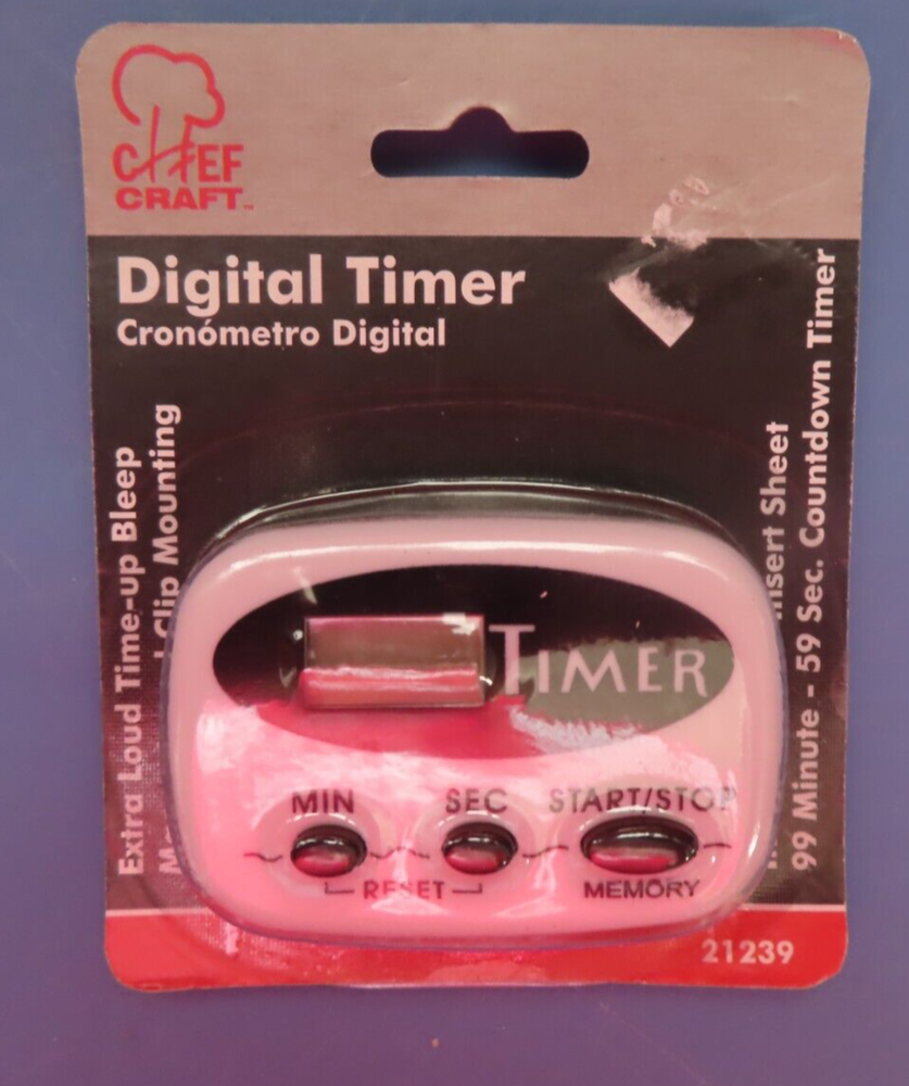 Chef Craft Digital Timer Extra Loud 99 minute 59 sec. # 21239 NEW