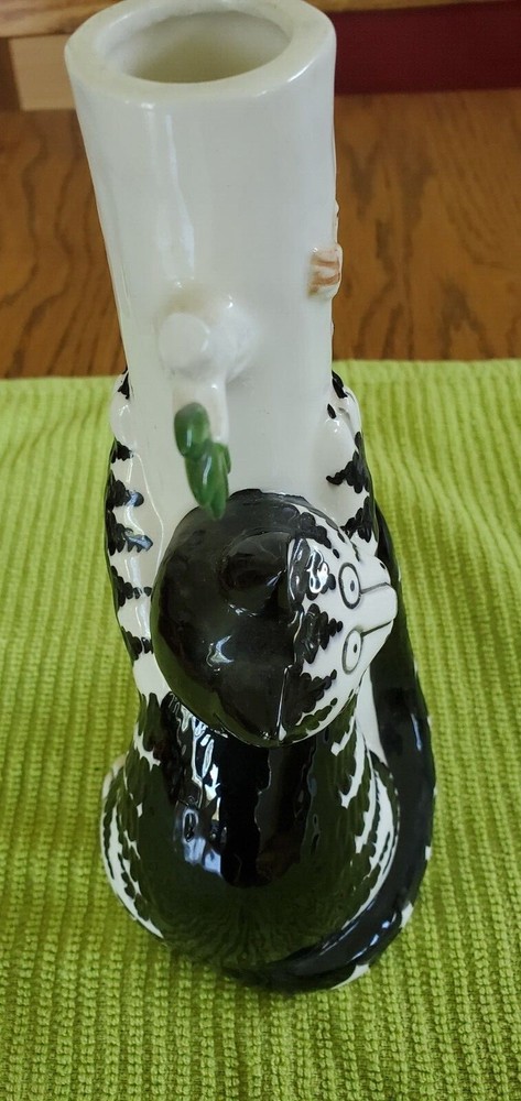 Kliban Cat & Owl Ceramic Tree Bud Vase 8"