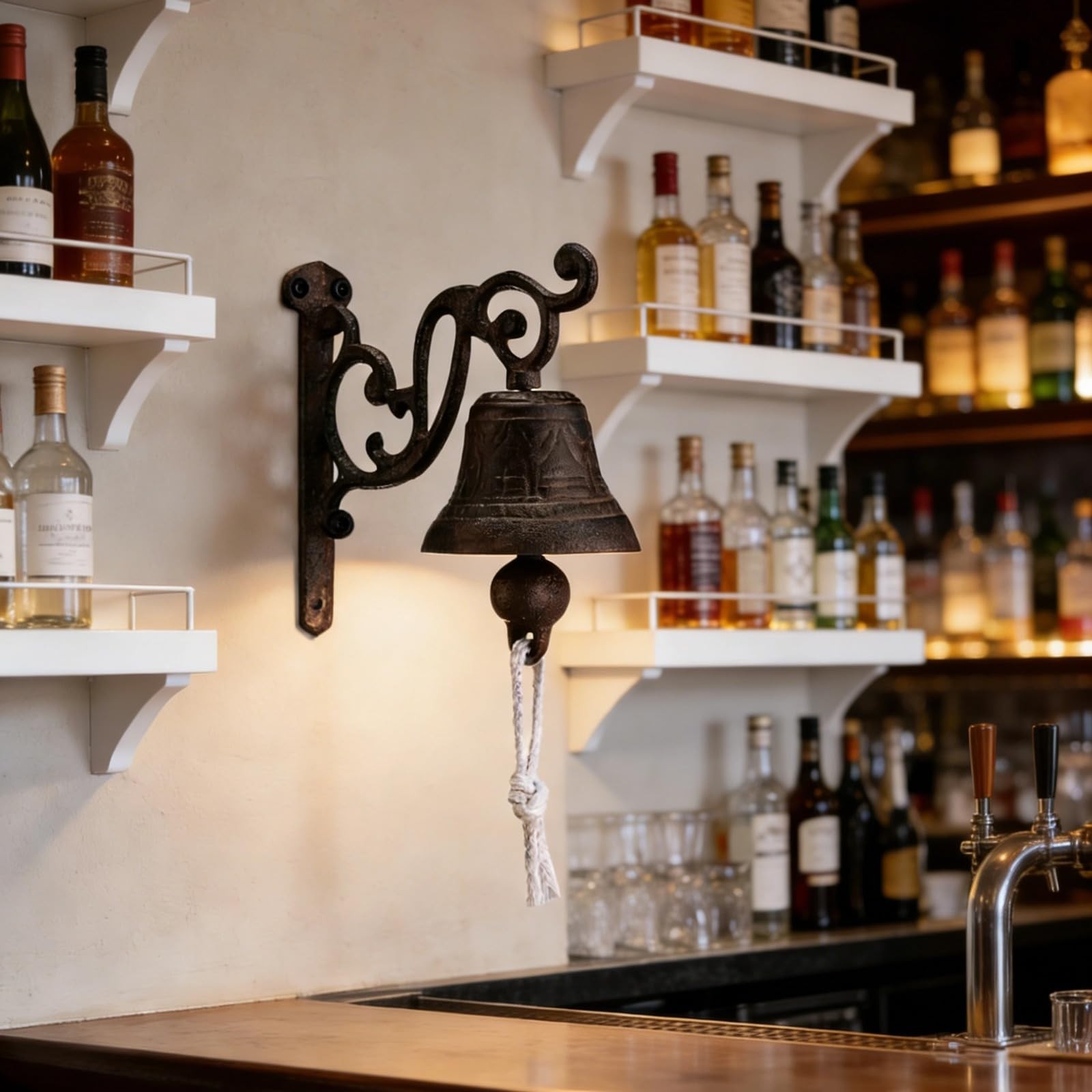 Outdoor Dinner Hanging Bell Cast Iron Duty Rustic Vintage Doorbell for Outsid...