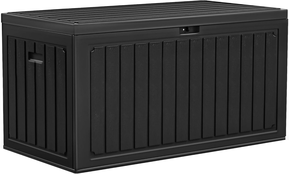 90 Gallon Large Deck Box, Double-Wall Resin Outdoor Storage Boxes, Deck Storage