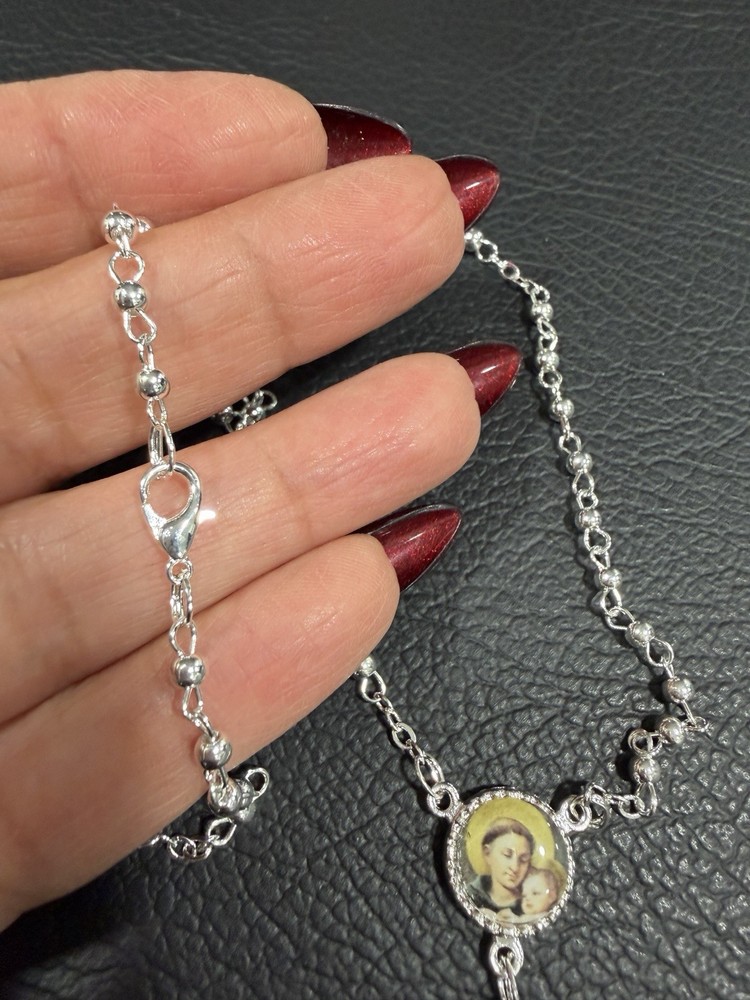 Rosary From Italy Prayer Silver Cross Religious