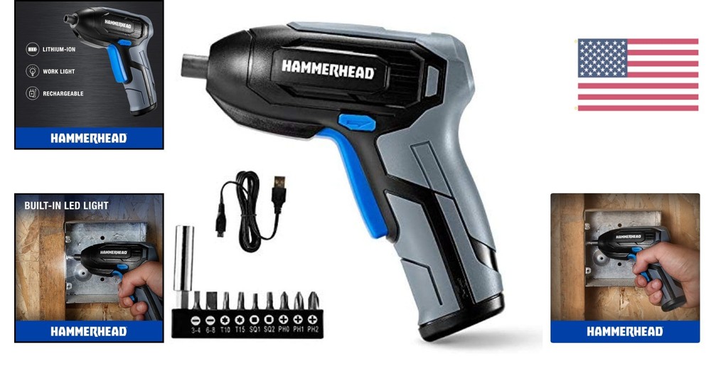 Compact & Lightweight 4V Cordless Screwdriver with Rubber Grip - Versatile Use