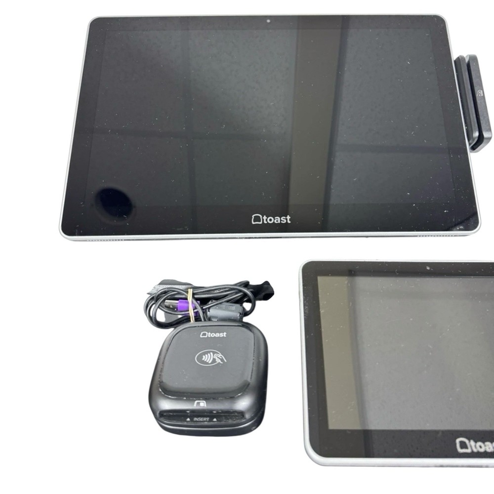 2 sets) Toast POS System Touchscreen Terminal, Card Reader, Printer, Cash Drawer
