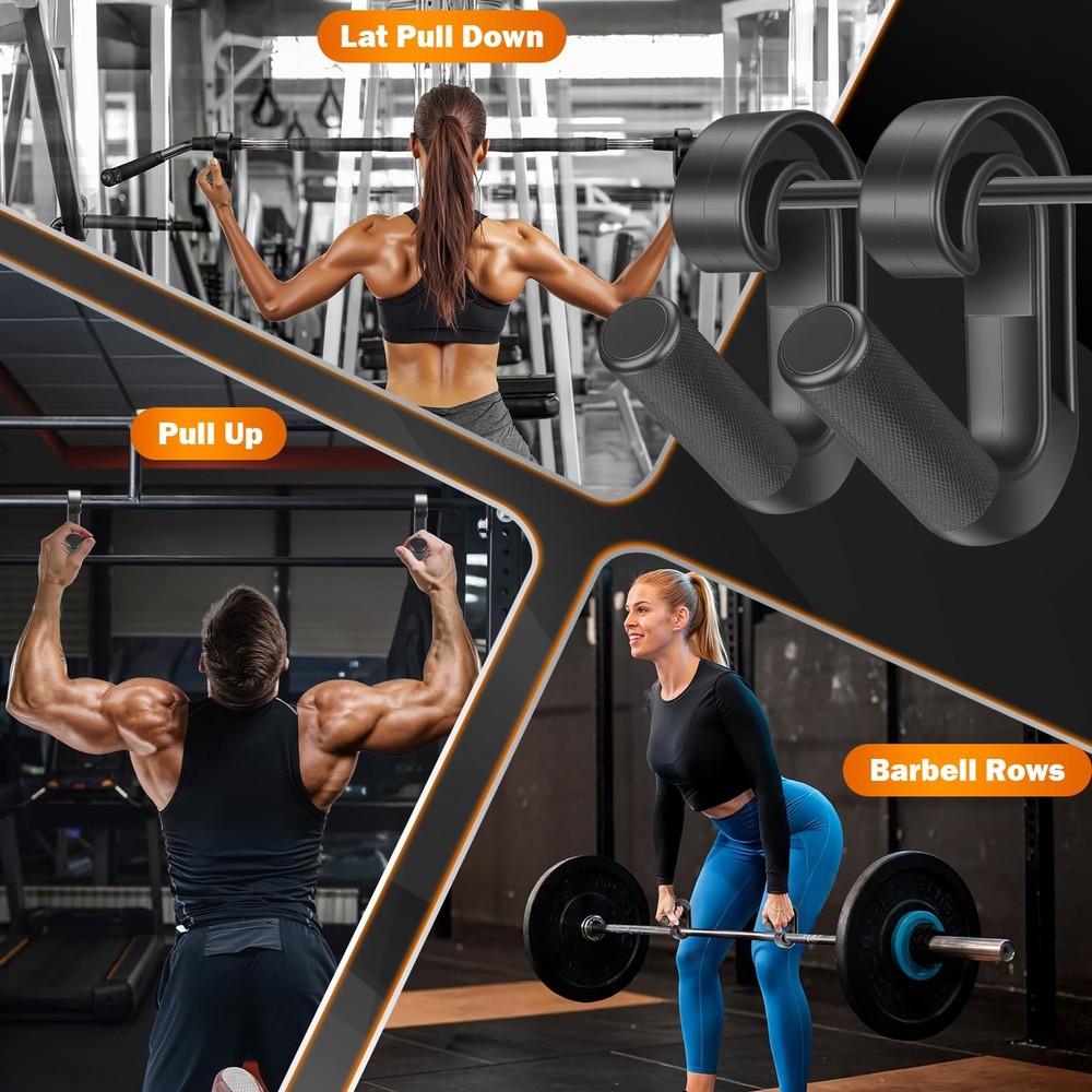 Neutral Grip Handle Attachment for Pull-up Bars, 1 Pair Portable Hooks Black