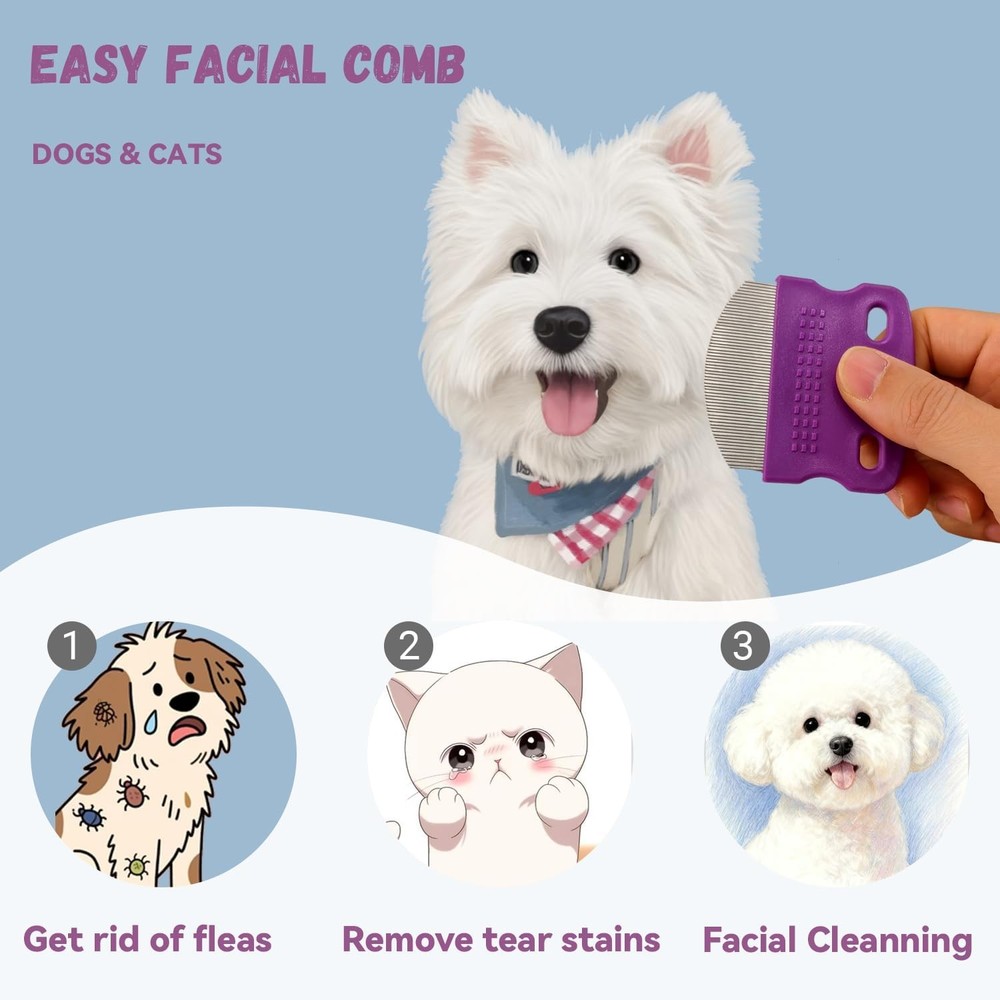 2 Pack Professional Pets Eye Combs,Pets Grooming Comb 2pcs eye combs