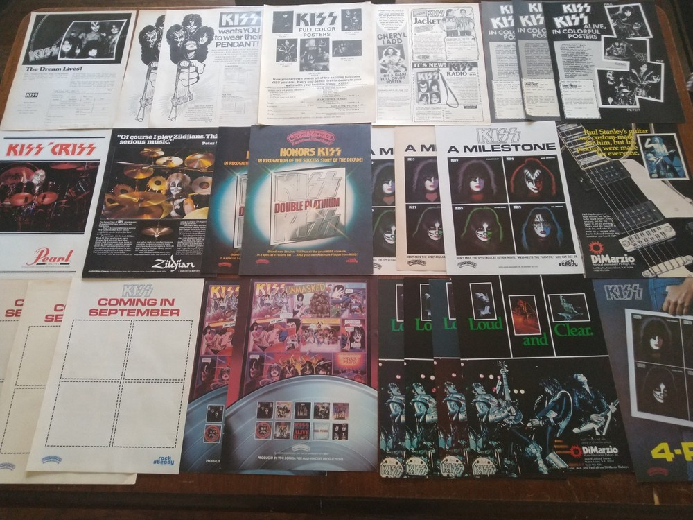 KISS Vintage Various Magazine Adverts 27 total Single sheets.