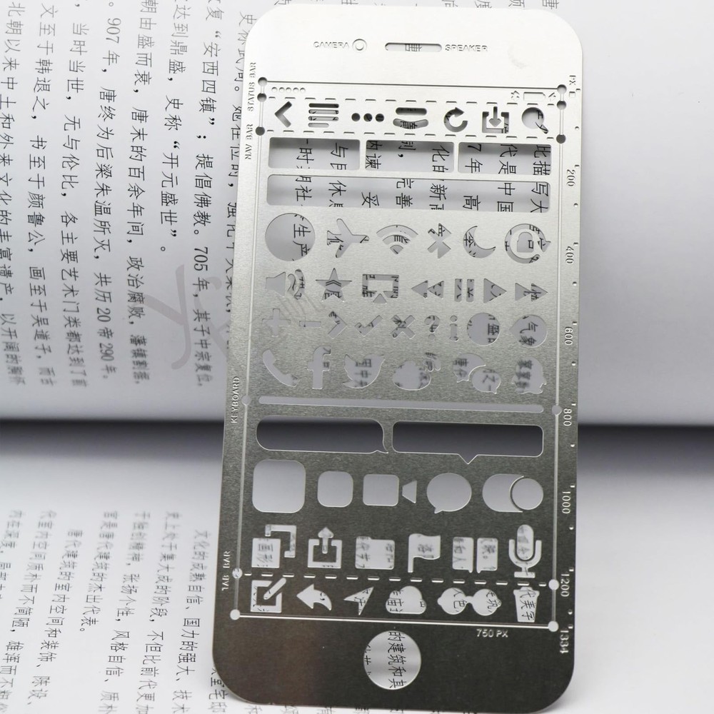 Stainless Steel Stencil Ruler, Multi-Function Hollow Drawing Template for Art...