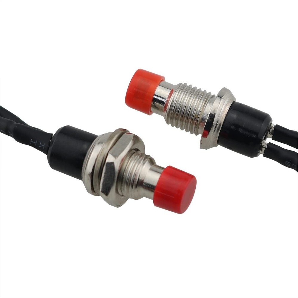 6 PCS Red Momentary Mini Push Button Switch Self Reset Non-Lock with Cable