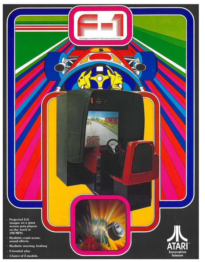 F-1 Atari Video Arcade Flyer / Brochure / Ad - Excellent
