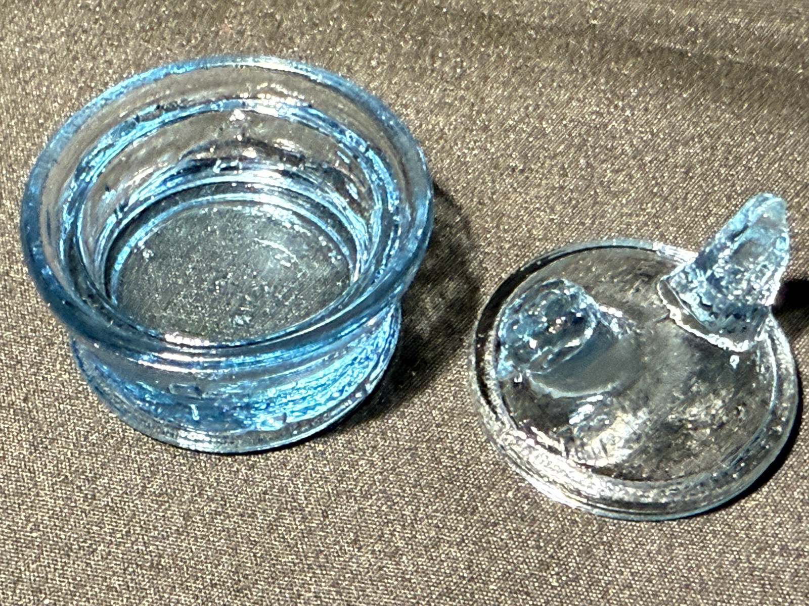 Blue Vaseline uranium glass Hen Chicken on nest basket eggs / salt cellar orange