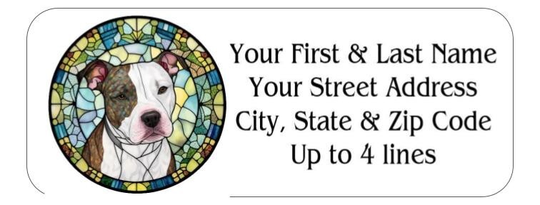 150 Pitbull Terrier Stained glass Mailing Return Address Labels Personalized