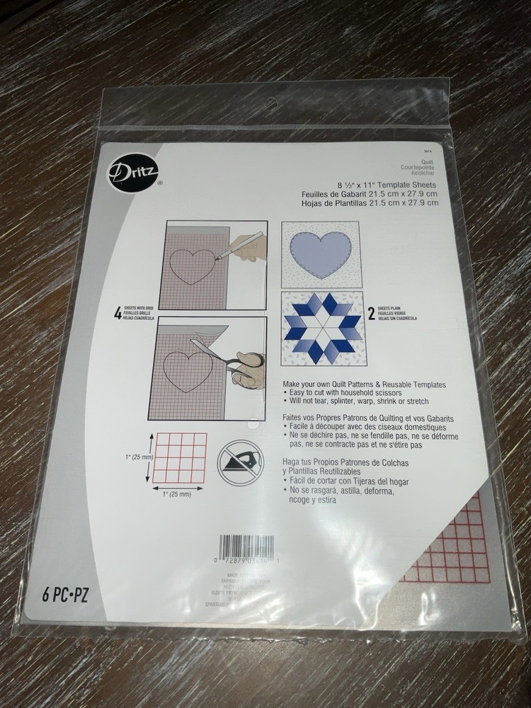 Dritz, 8 1/2x11, Template Sheets, Reusable, 4 Sheets With Grid, 6 Pc Total