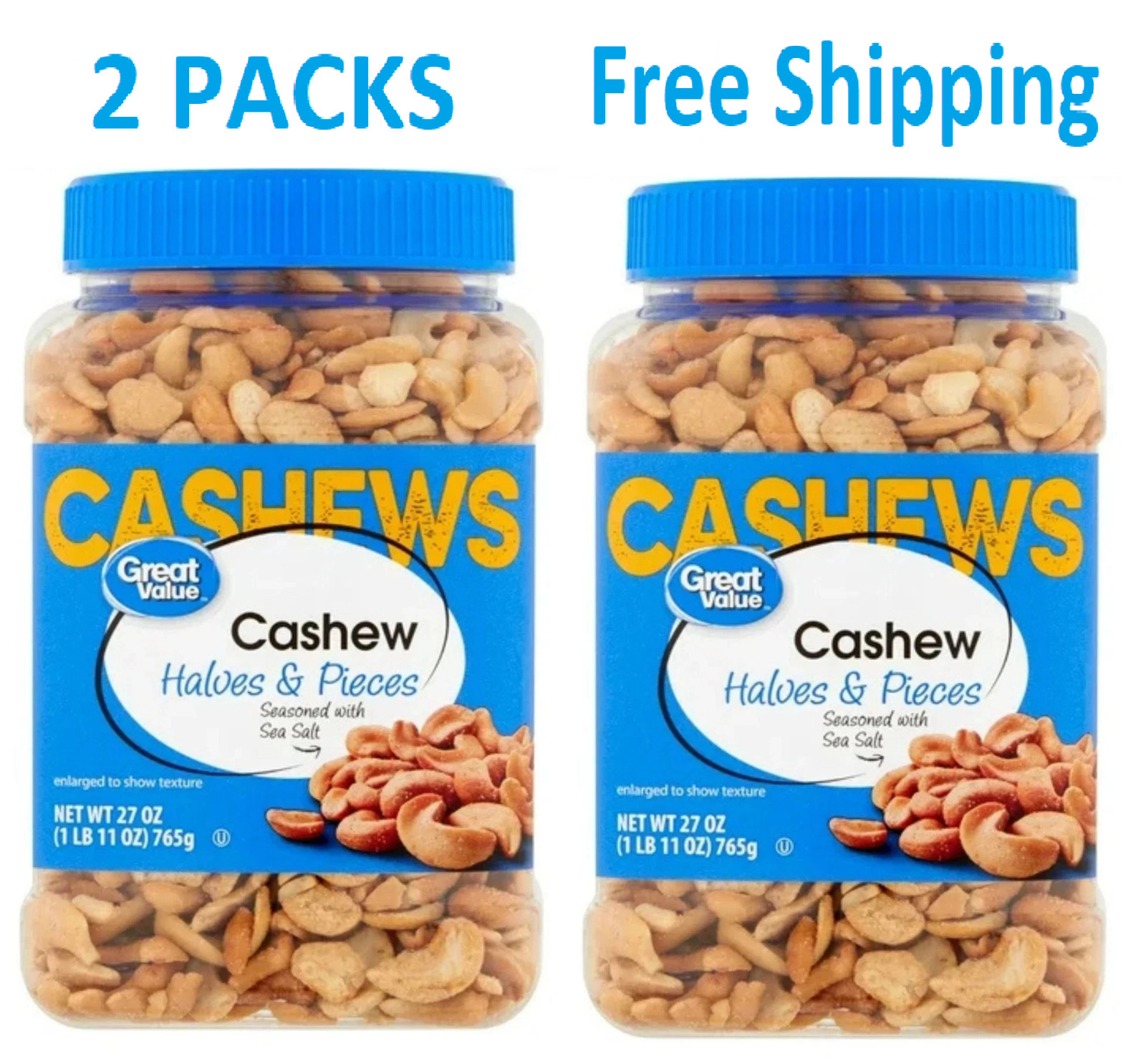 Great Value Cashew Halves & Pieces, 27 oz (PACK OF 2)
