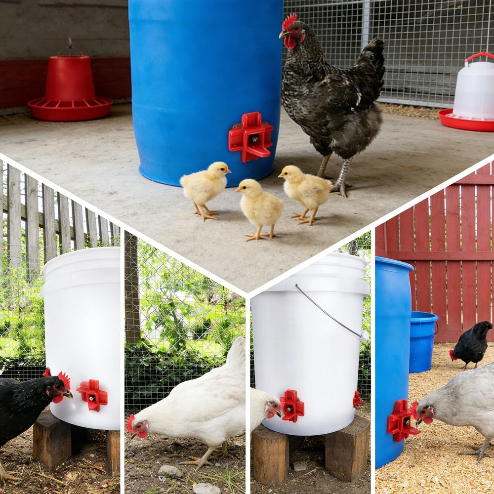 15 pcs Chicken Waterer Nipples with Drill Bits,Horizontal Automatic red