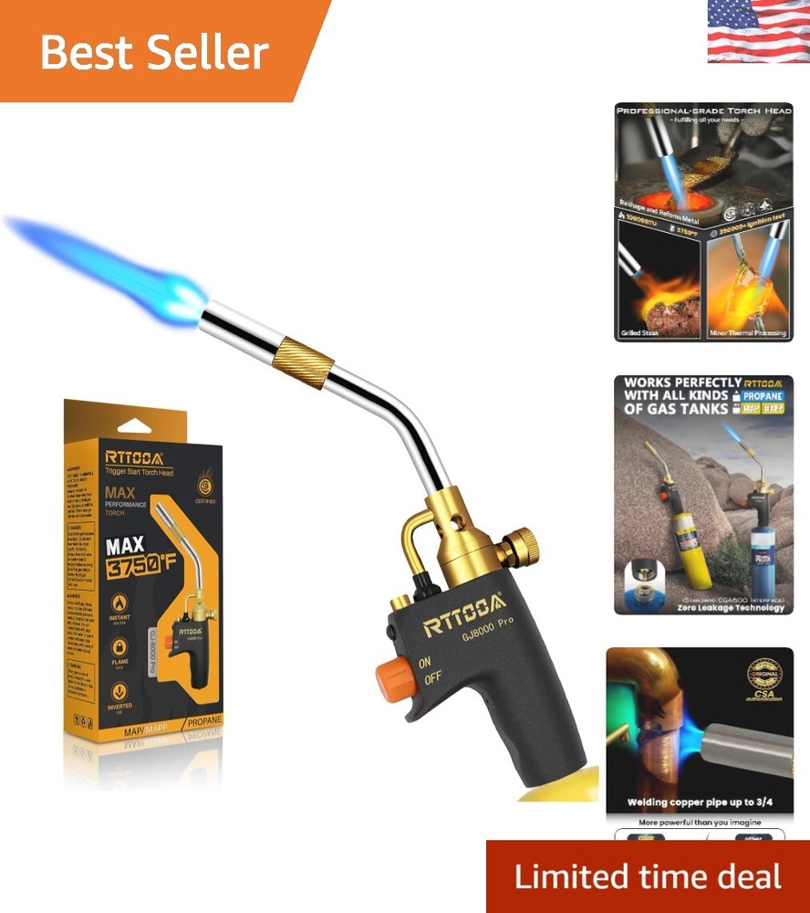 Industrial-Grade Adjustable Flame Propane Torch for Soldering & Welding Needs