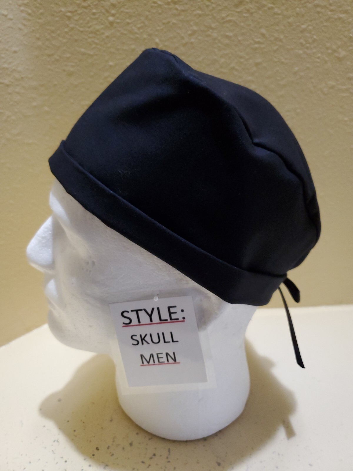 Solid Black Men's Skull/Chemo Surgical Scrub Hat/Cap