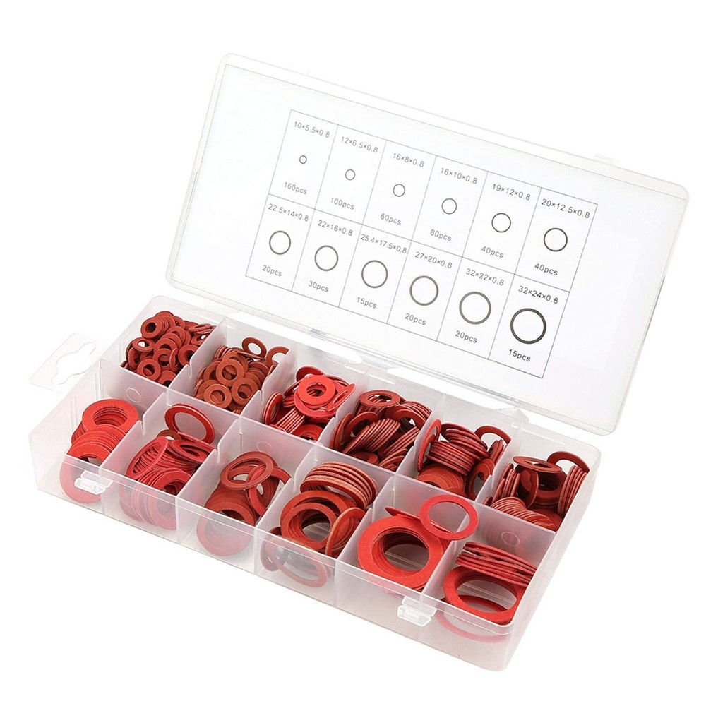 600PCS Fiber Flat Washers Insulation Assorted Washers Plumbing Kit 12 Sizes