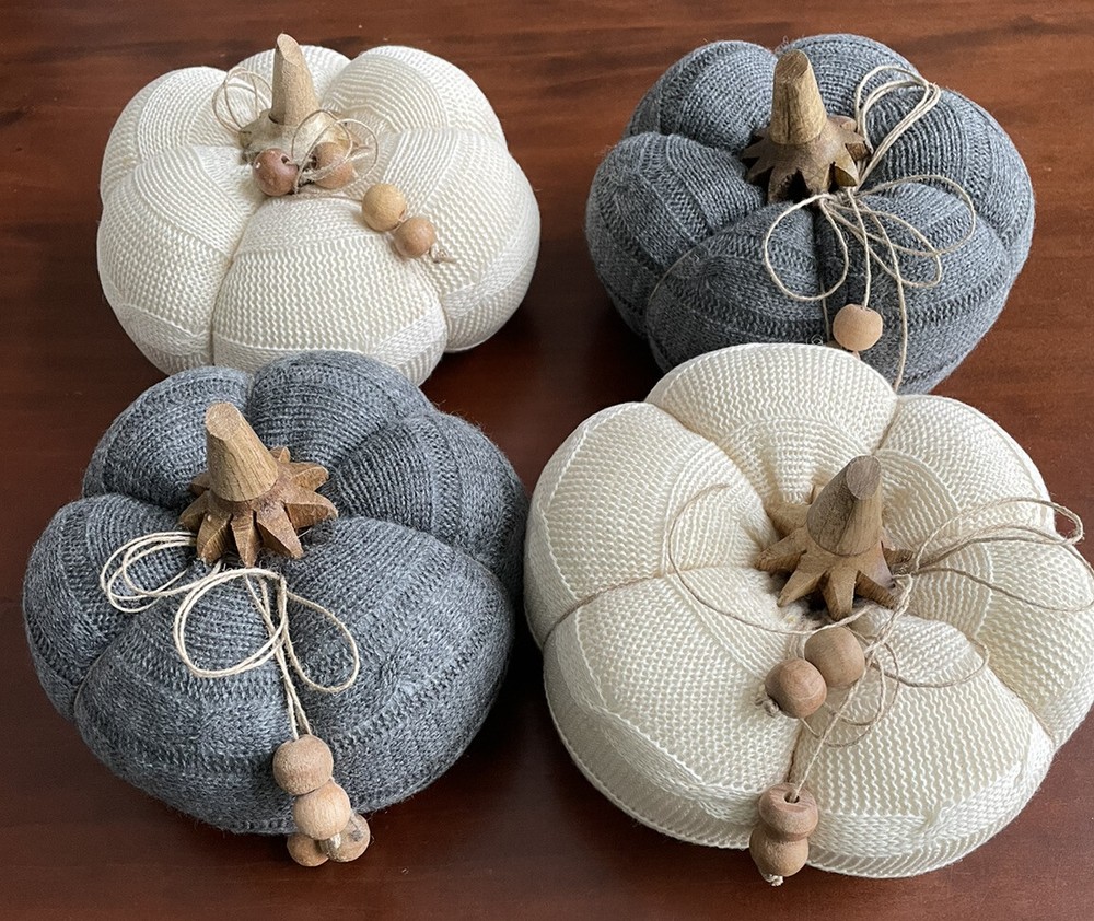 wool knitted decorative pumpkins, Halloween home decor