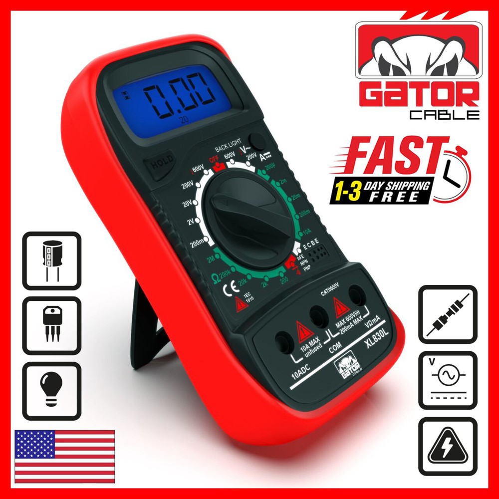 Digital Multimeter AC DC Voltmeter Ammeter Ohmmeter Volt Tester Meter 9V Power