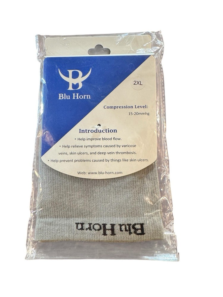 Blu Horn Grey Compression Socks New Size 2XL