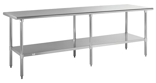 Kratos Stainless Steel Kitchen Prep Table 96"x24" with Undershelf, NSF Worktable