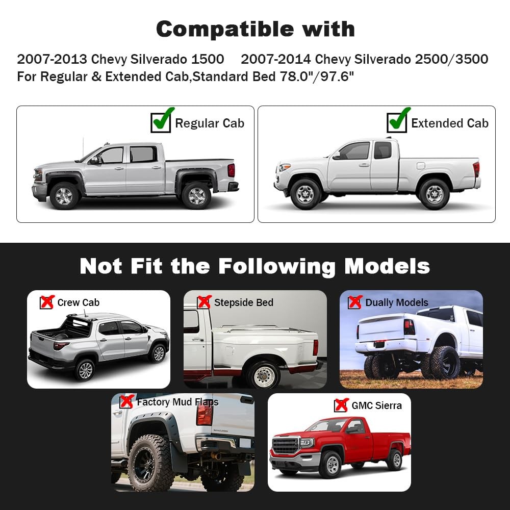 Fender Flares 4PCS for Silverado 1500 2007-2013