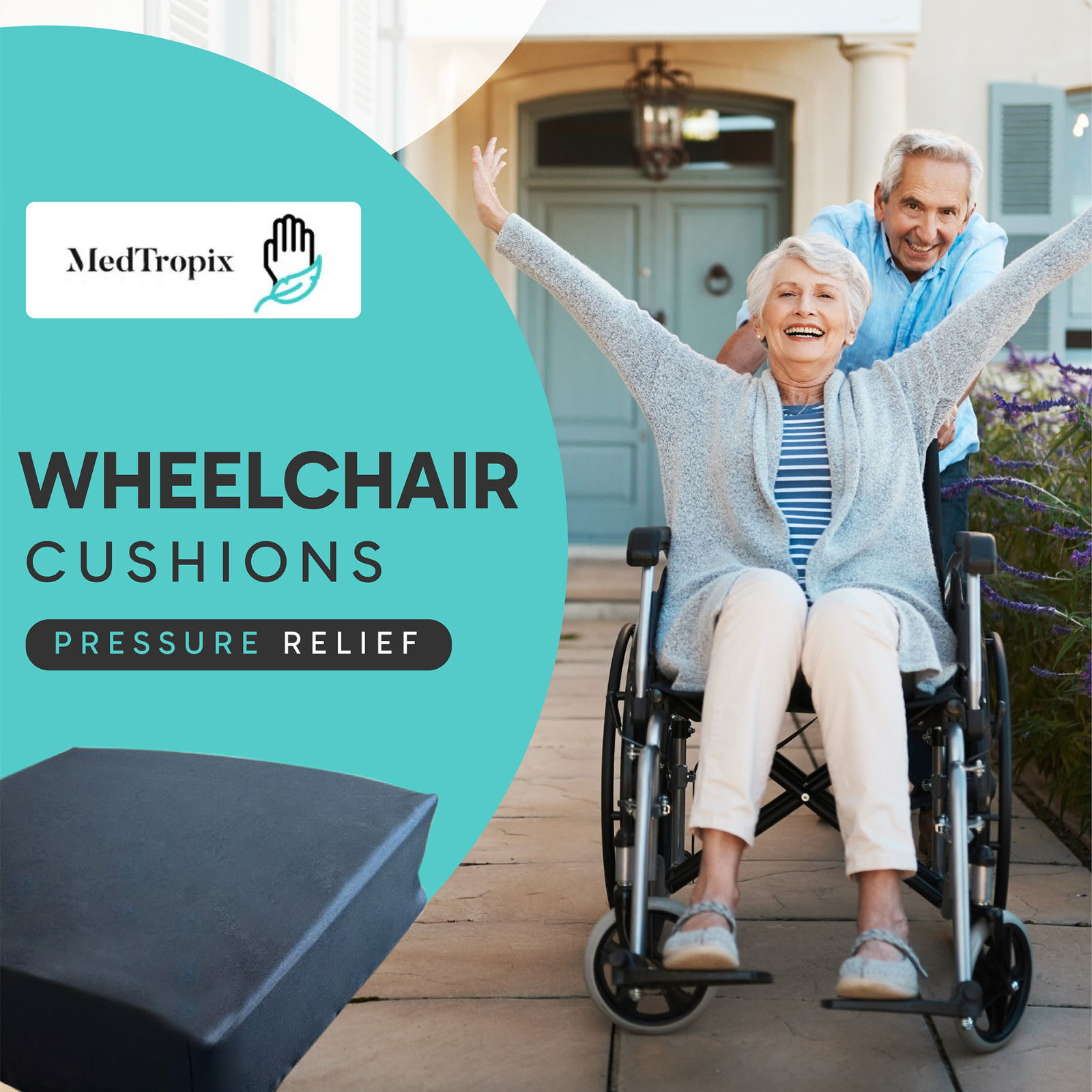 Wheelchair Cushions Comfortable Thick Memory Foam Seat Cushion Pressure Relief