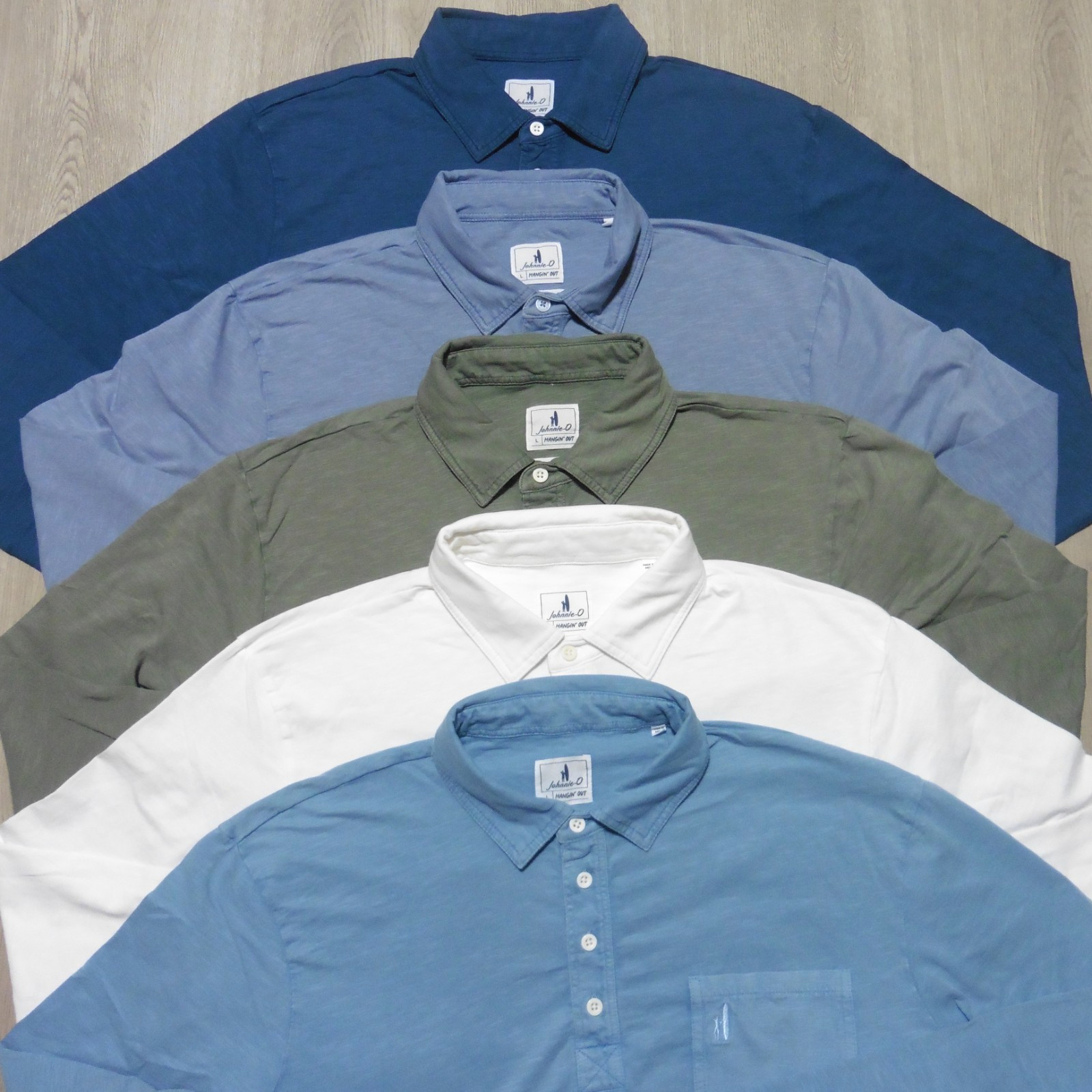 JOHNNIE O Mens COASTAL WASH POLO SHIRT LONG SLEEVE ORIGINAL 4-BUTTON GOLF