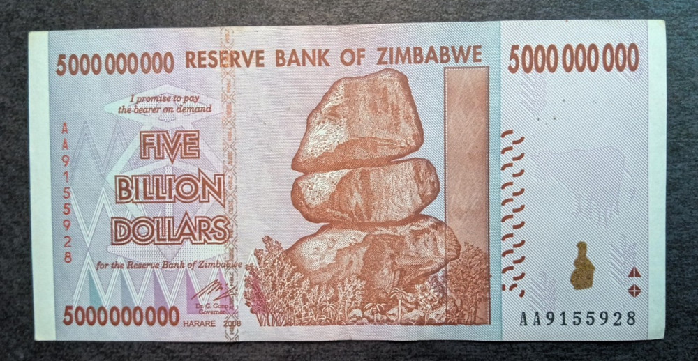 Zimbabwe 5 Billion Dollars 2008