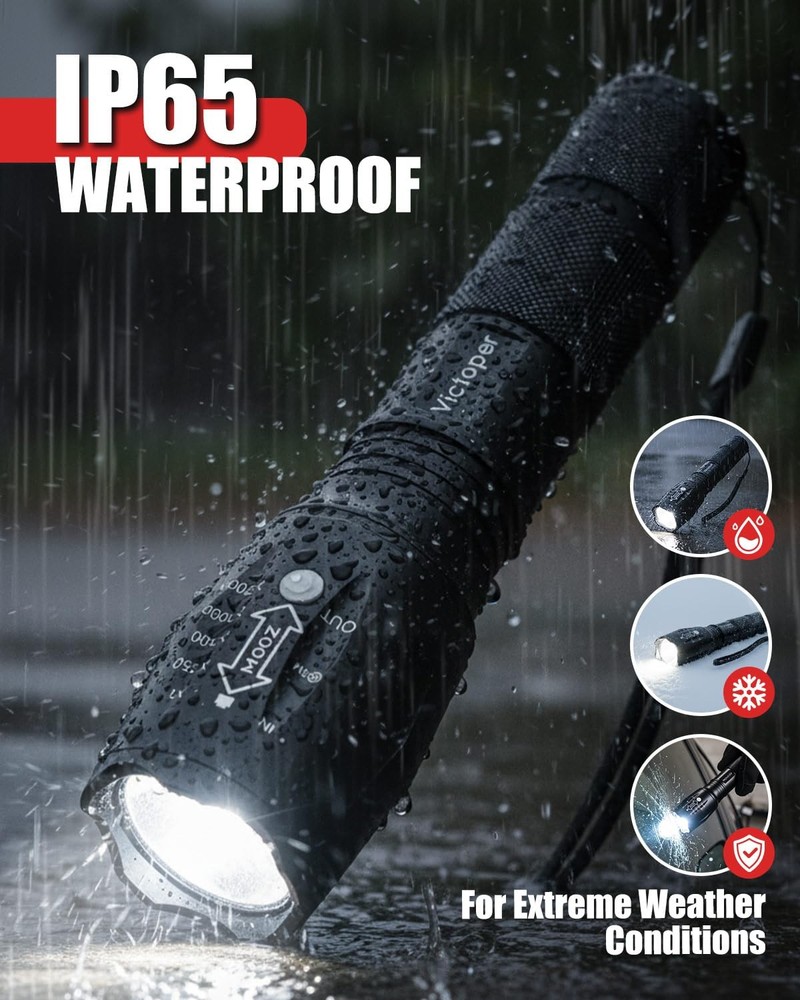 LED Flashlight 2 Pack, Bright Tactical Torch High Lumens with 5 Modes, Waterp...