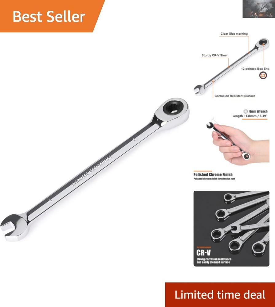 Durable 6mm Ratcheting Wrench with 12-Point Design - Trusted Performance