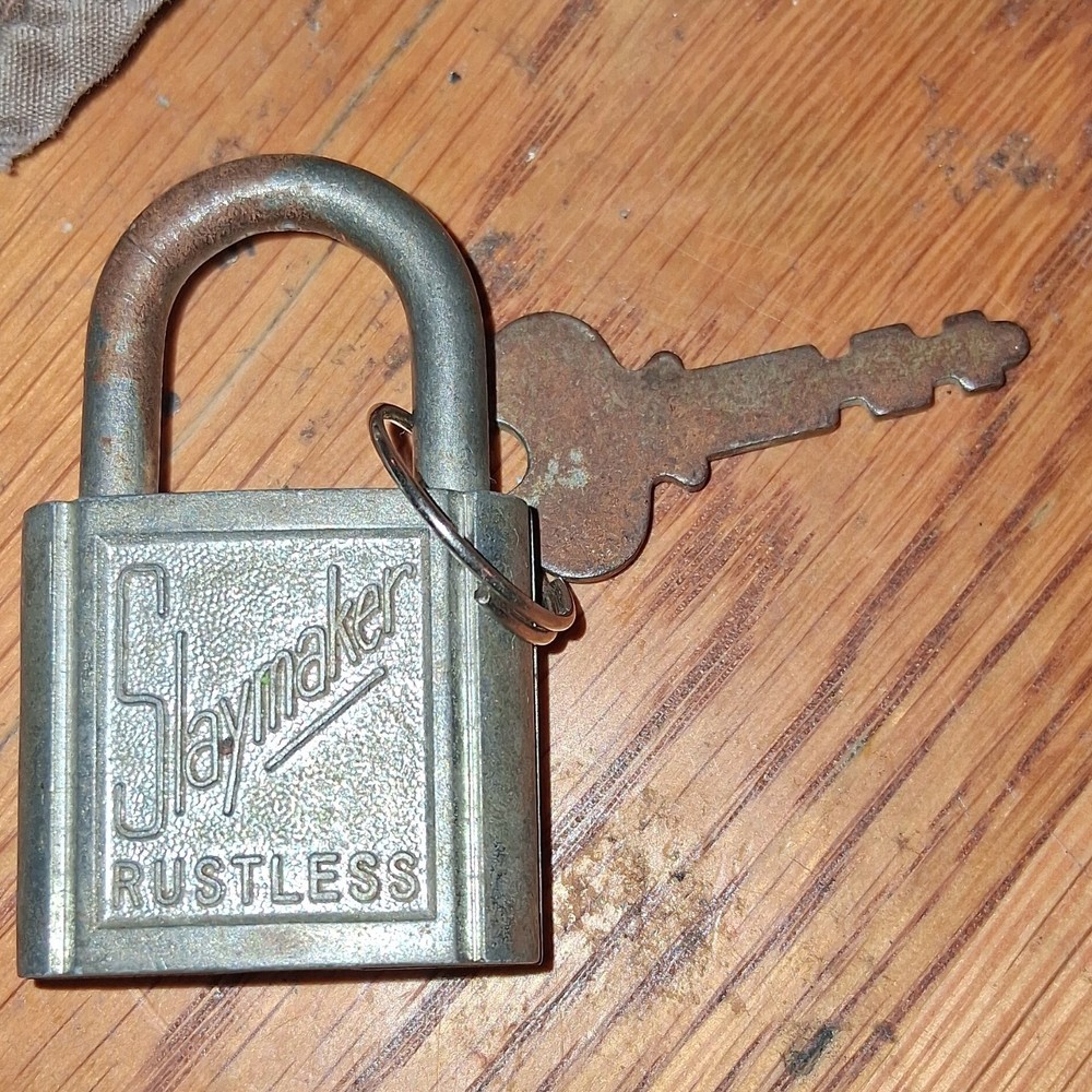 Slaymaker Rustless Silver Metal Padlock Key Lock with original Key.