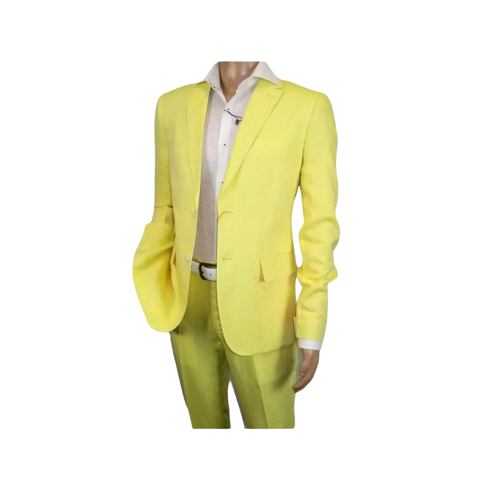 Men Premium 100% Linen Cocktail Suit by INSERCH Breathable and cool SU880 Yellow