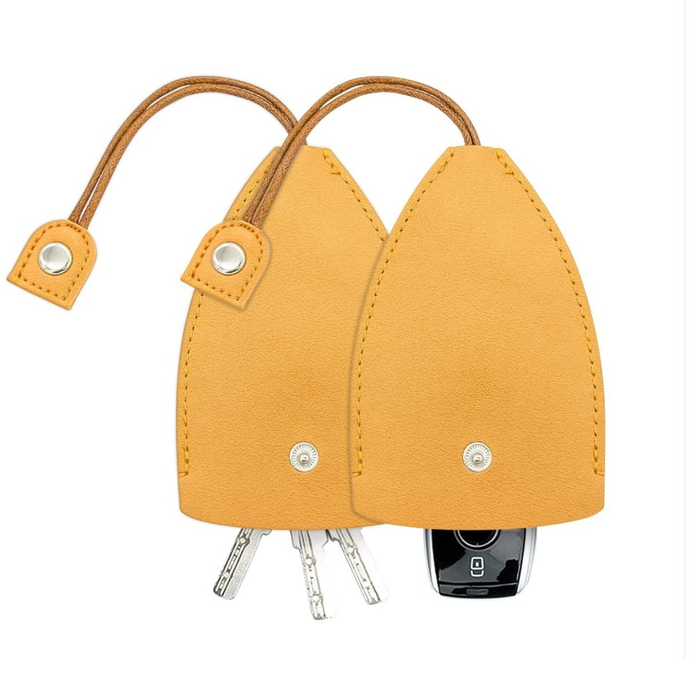 Moioee Car Key Case, 2PCS Creative Pull-Out Sleeve 7*11cm, Yellow