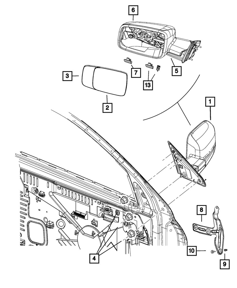 Genuine Mopar Mirror Cover And Sensor Left 68196012AA