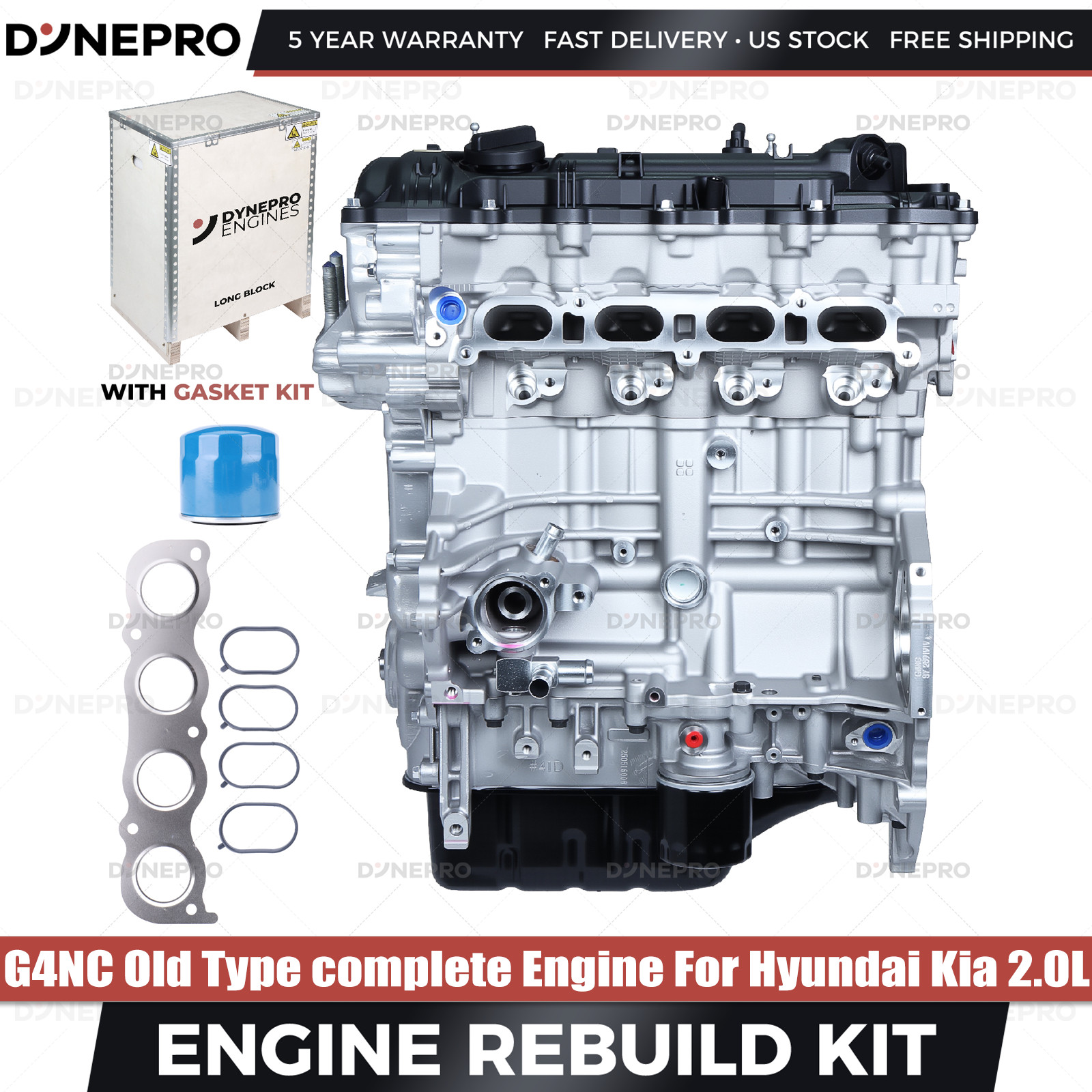 Long Block Engine Assembly For Kia Hyundai Tucson Elantra GT i40 G4NC 2.0L 11-22