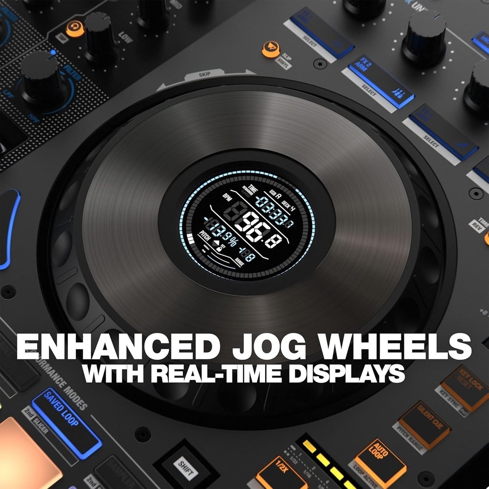 Pro 4-Channel DJ Controller with Enhanced Jog Wheels & Multi-Mode Performance