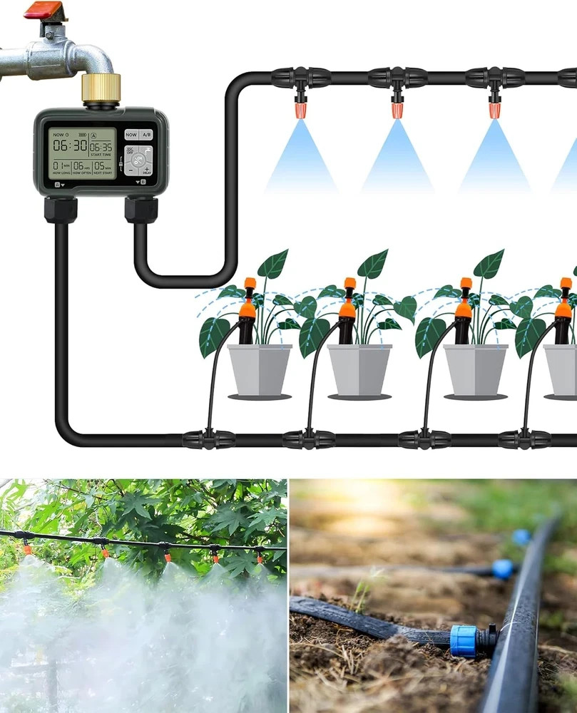 2 Zone Brass Sprinkler Timer, Garden Hose Timer, Automatic Irrigation System, Pr
