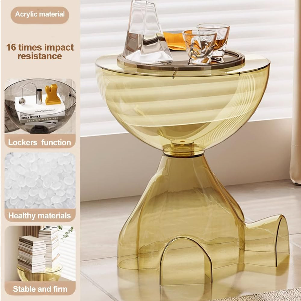 Transparent Yellow Circle Side Table - Versatile Accent for Any Space