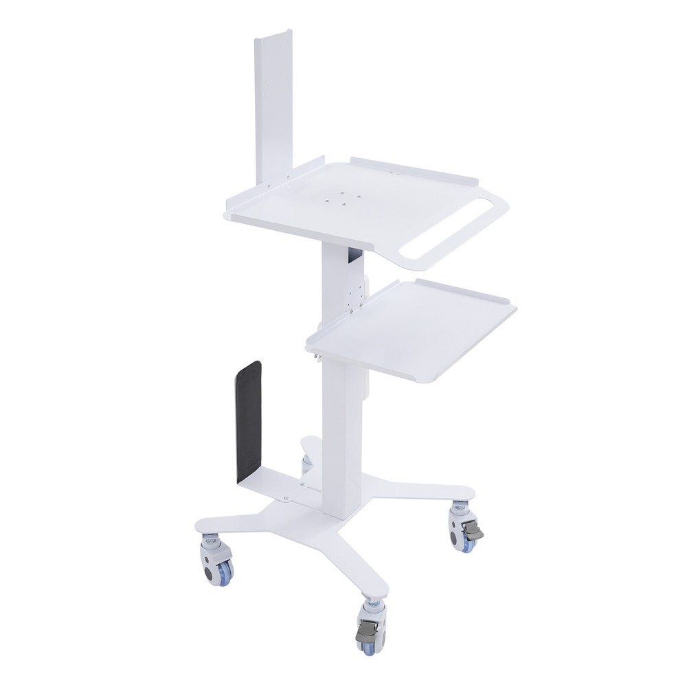 3 Tiers Height Adjustable Rolling Computer Mobile Cart Standing Workstation