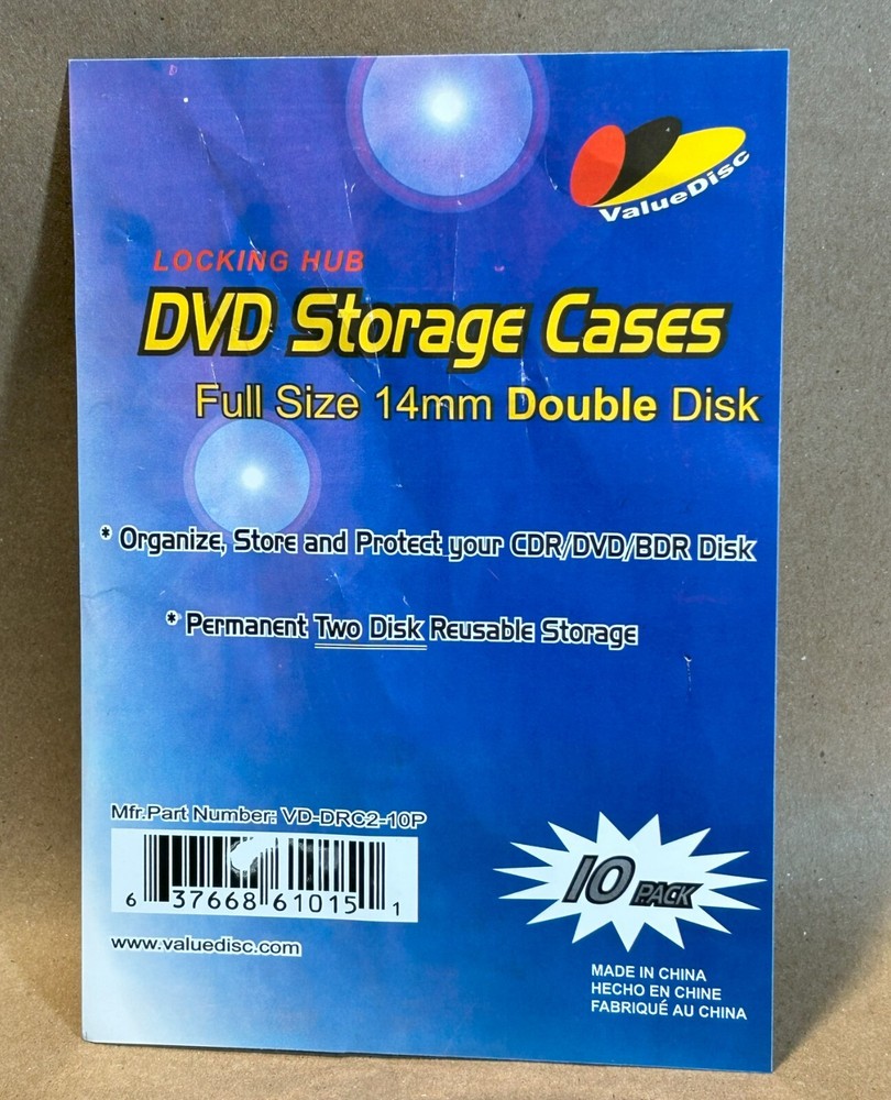 DVD Library Case 10 Pack Single Disk Value Disk 14mm Black New CD
