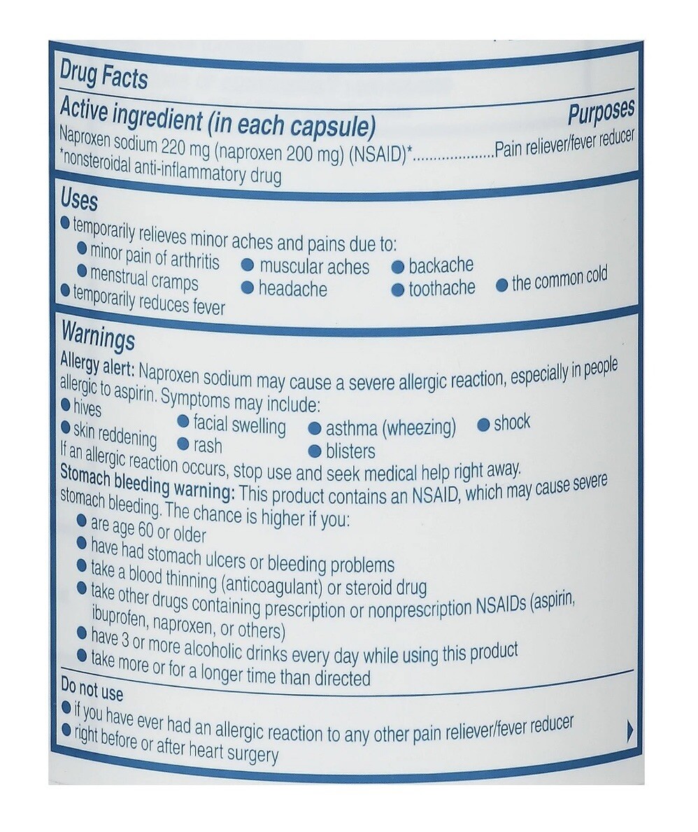 Aleve Liquid Gels Naproxen Sodium 220mg Pain/Fever Relief, 160 Capsules 01/2027