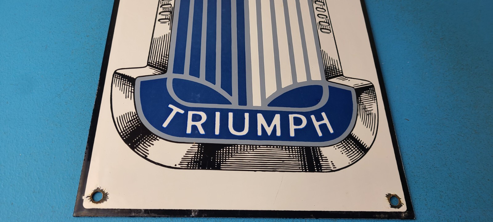 Vintage Triumph Automobiles Sign - Gas Service Dealer Pump Porcelain Sign