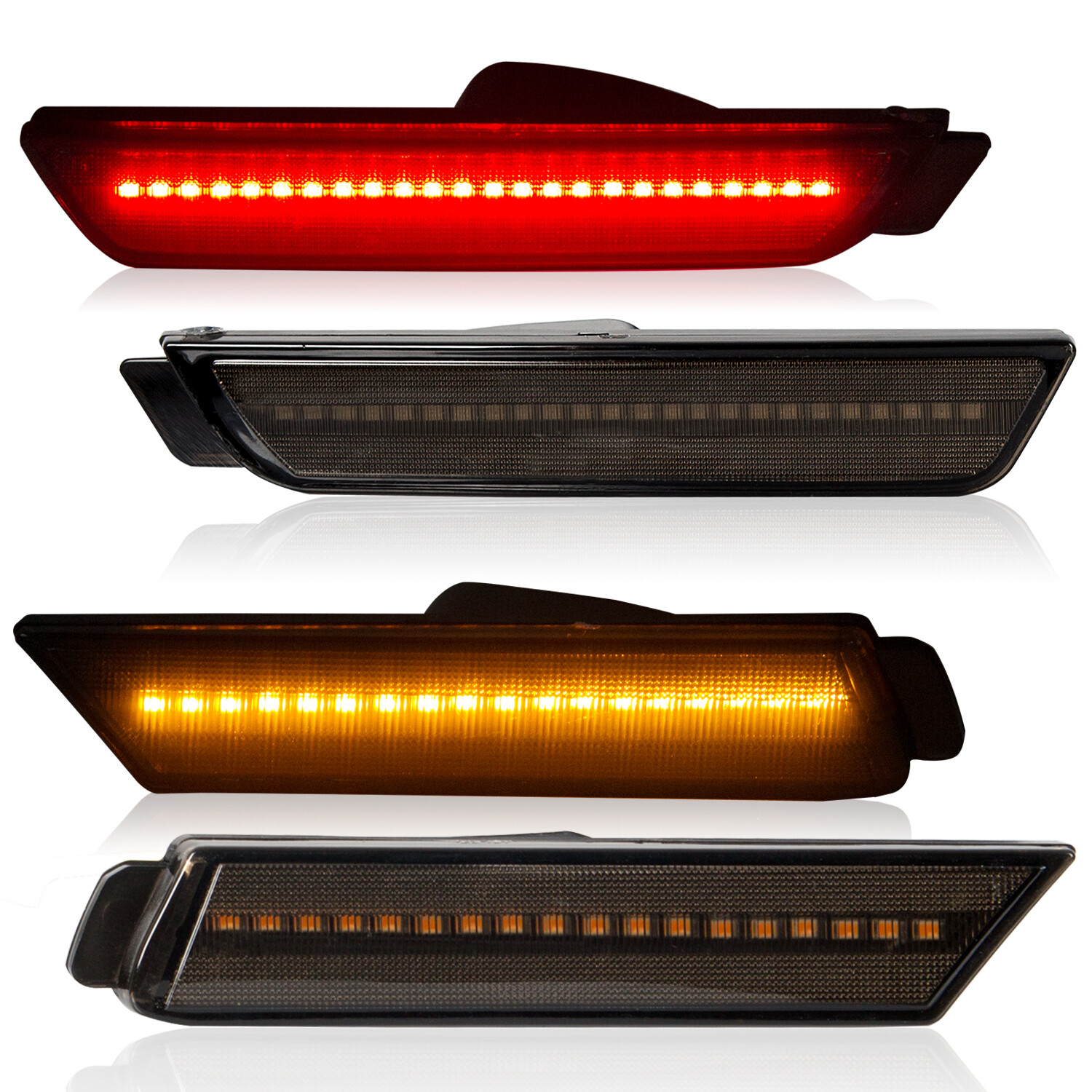 4PCS LED Bumper Side Smoked Marker Light Lamps Set For 2010-2015 Chevy Camaro