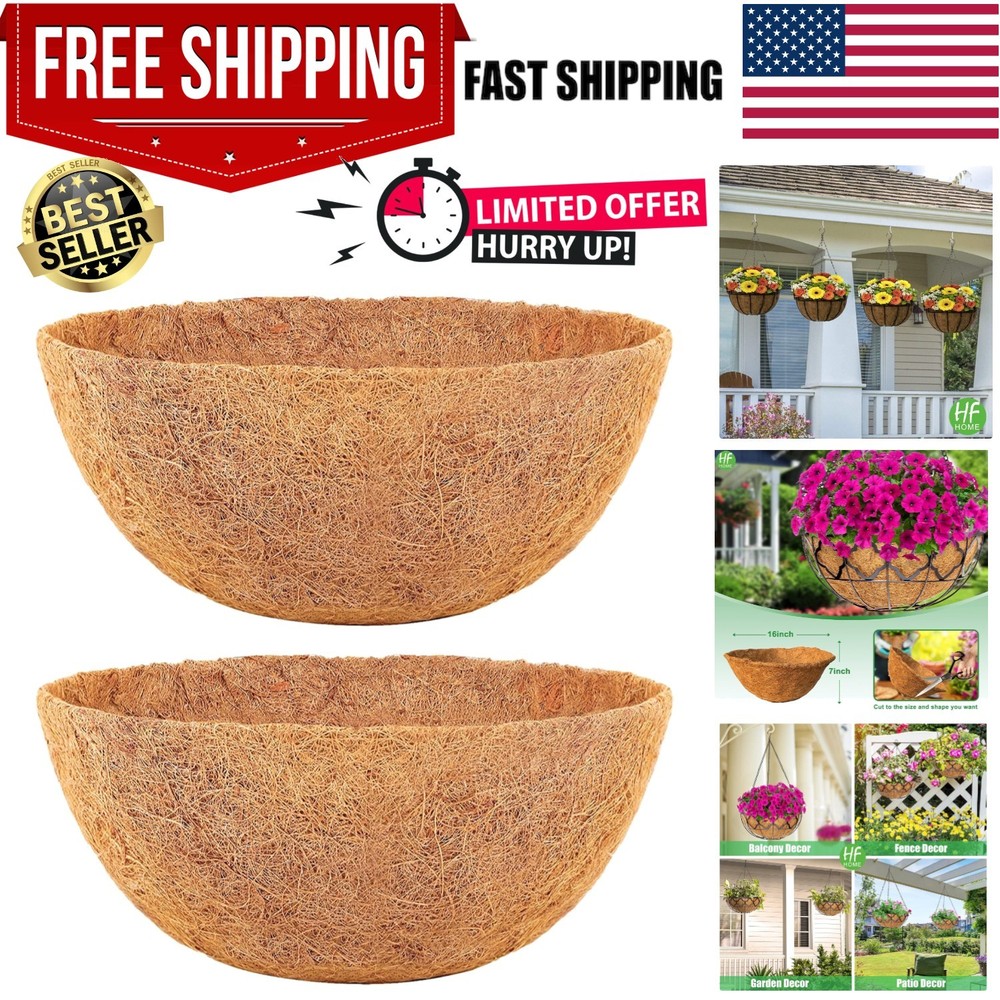 2PCS 16" Round Coco Liner Coco Replacement Liner Basket Window Box