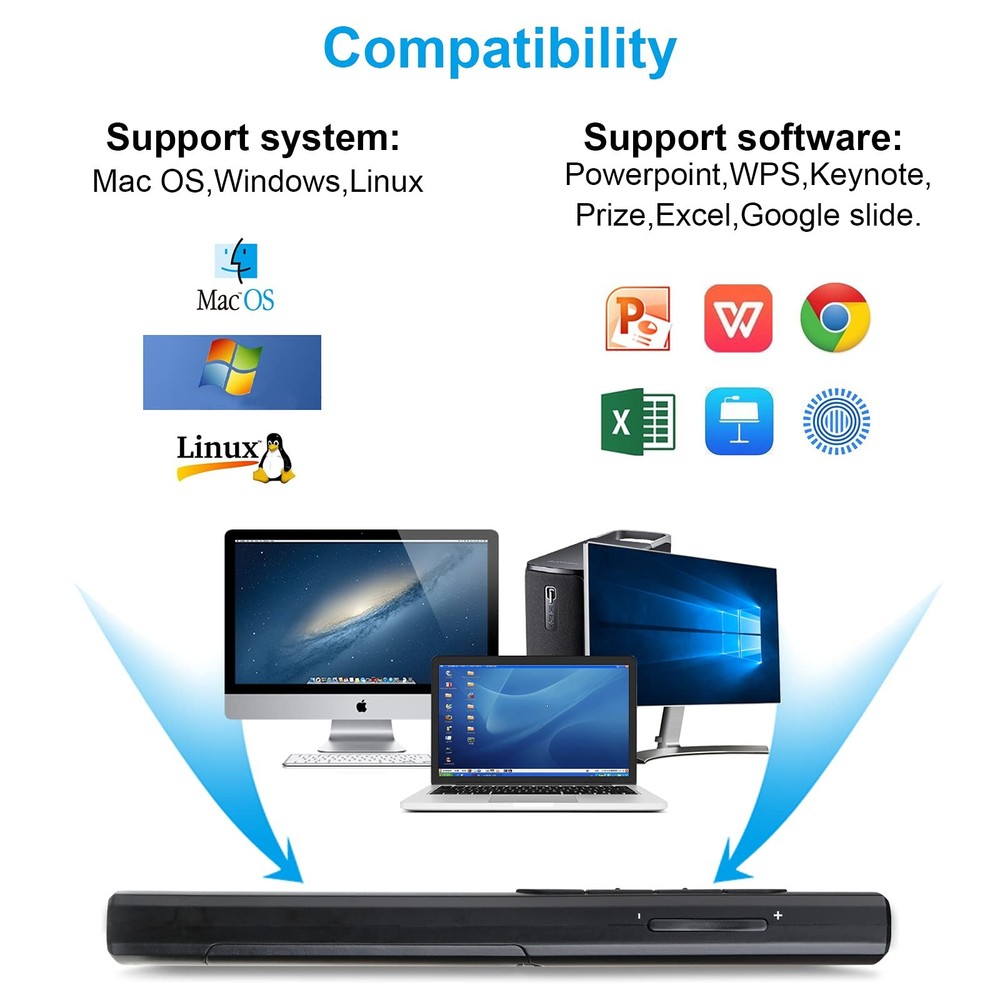 Wireless Presenter Remote, Presentation Clicker with Hyperlink & Volume Remot...