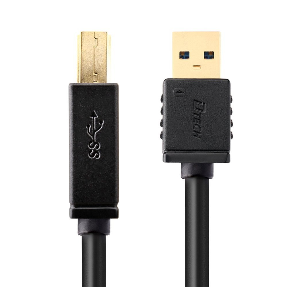 DTECH 6 ft Printer Cable USB to b Cord Type A 3.0 Square End 6ft, Black
