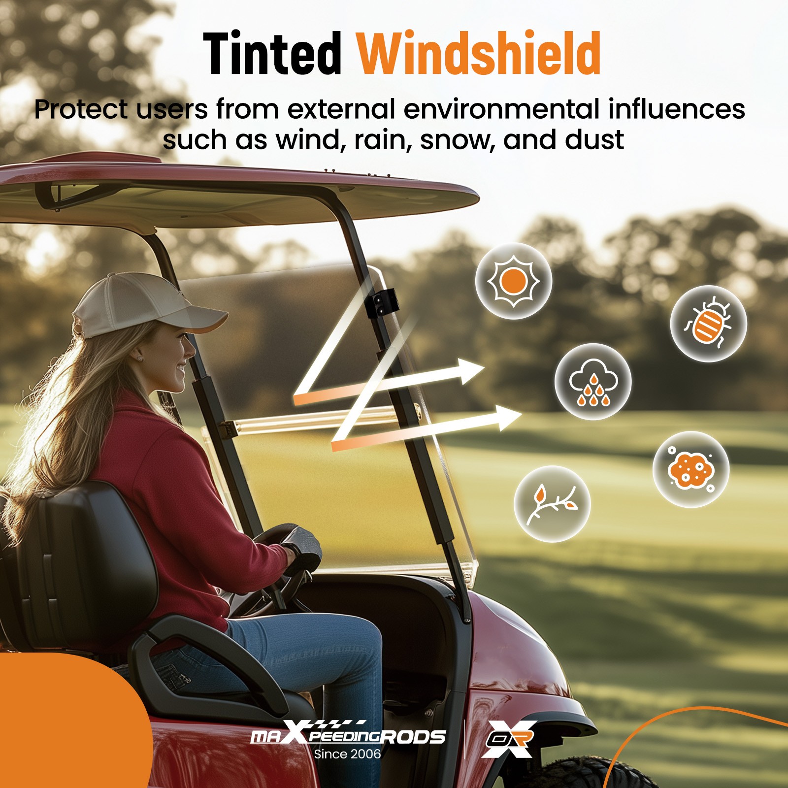 Tinted Folding Windshield Windscreen for Club Car DS Golf Cart 1982-2000.5 Gas